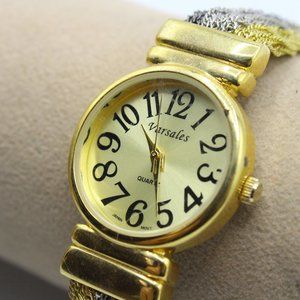 Vintage Varsales Women's Classic Gold Tone Bracelet Quartz Analog Watch 90's